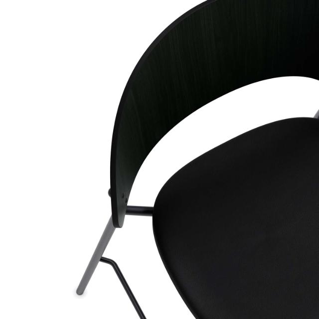 Dosina barstol med polstring - 65 cm - Svart eik m. svart skinn